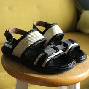 Marni cream and black woven sandals with satin bow detail Sz 8